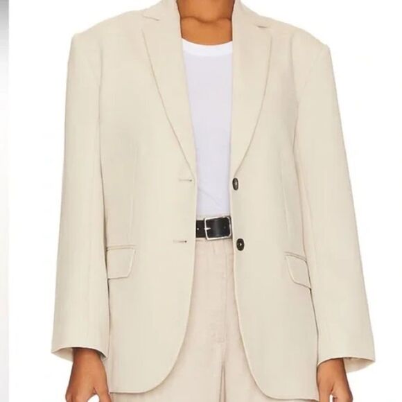 Anine Bing Blazer Jacket Beige Quinn 100% Wool Oversized size L - Picture 1 of 8
